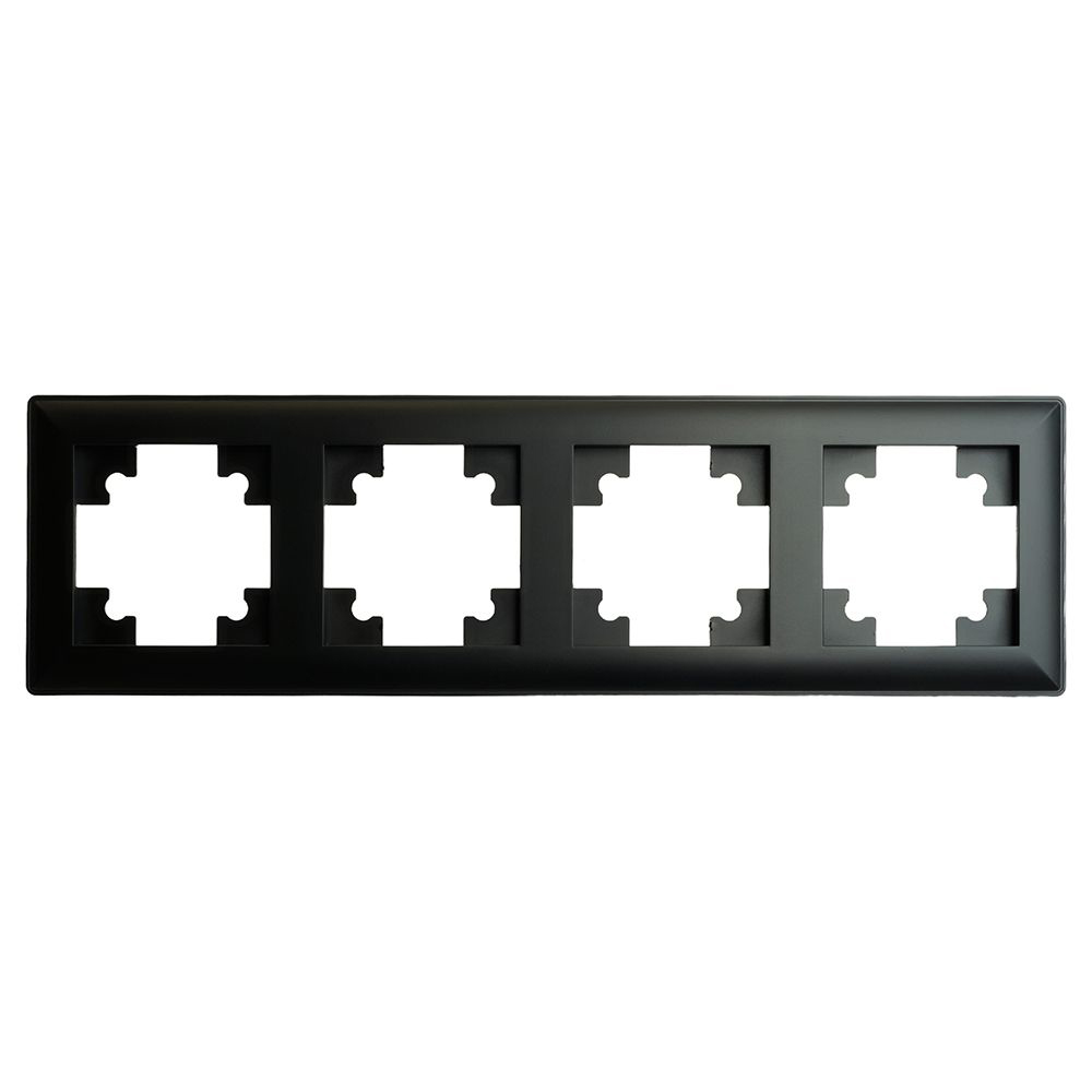 Рамка STEKKER, PFR00-7004-05 4-местная, пластик, серия Катрин, черный от компании Stekker