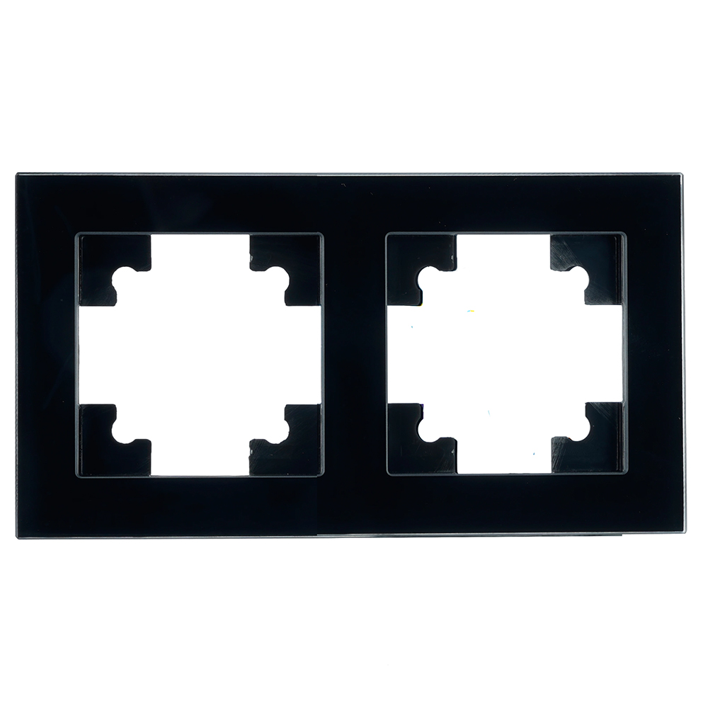 Рамка 2-местная, стекло, STEKKER GFR00-7002-05, серия Катрин, черный от компании Stekker