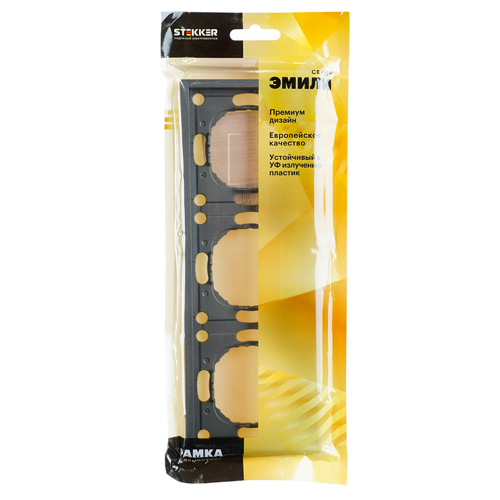 Рамка STEKKER, PFR00-5003-09 3-местная, серия Эмили, антрацит, soft touch от компании Stekker