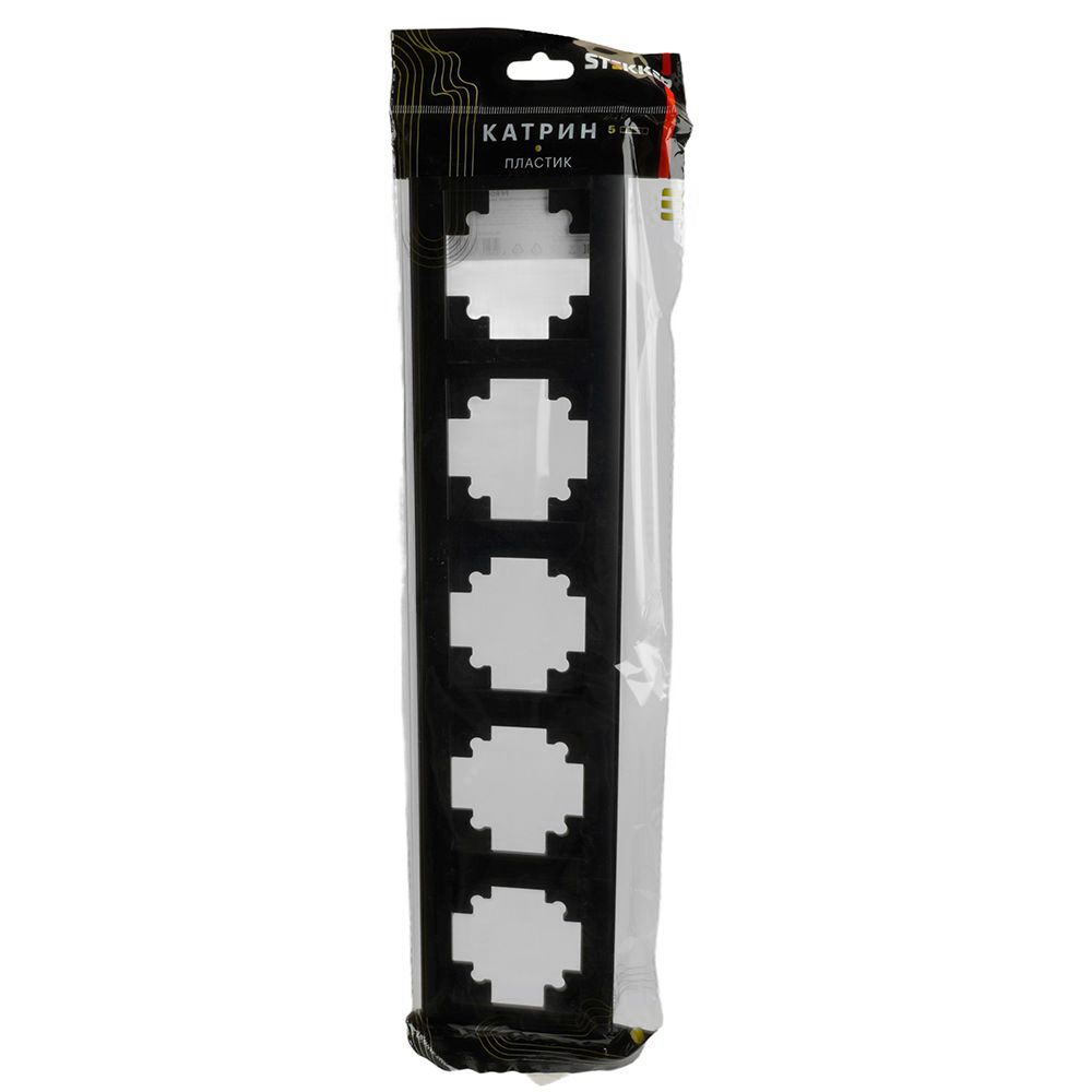 Рамка STEKKER, PFR00-7005-05 5-местная, пластик, серия Катрин, черный от компании Stekker