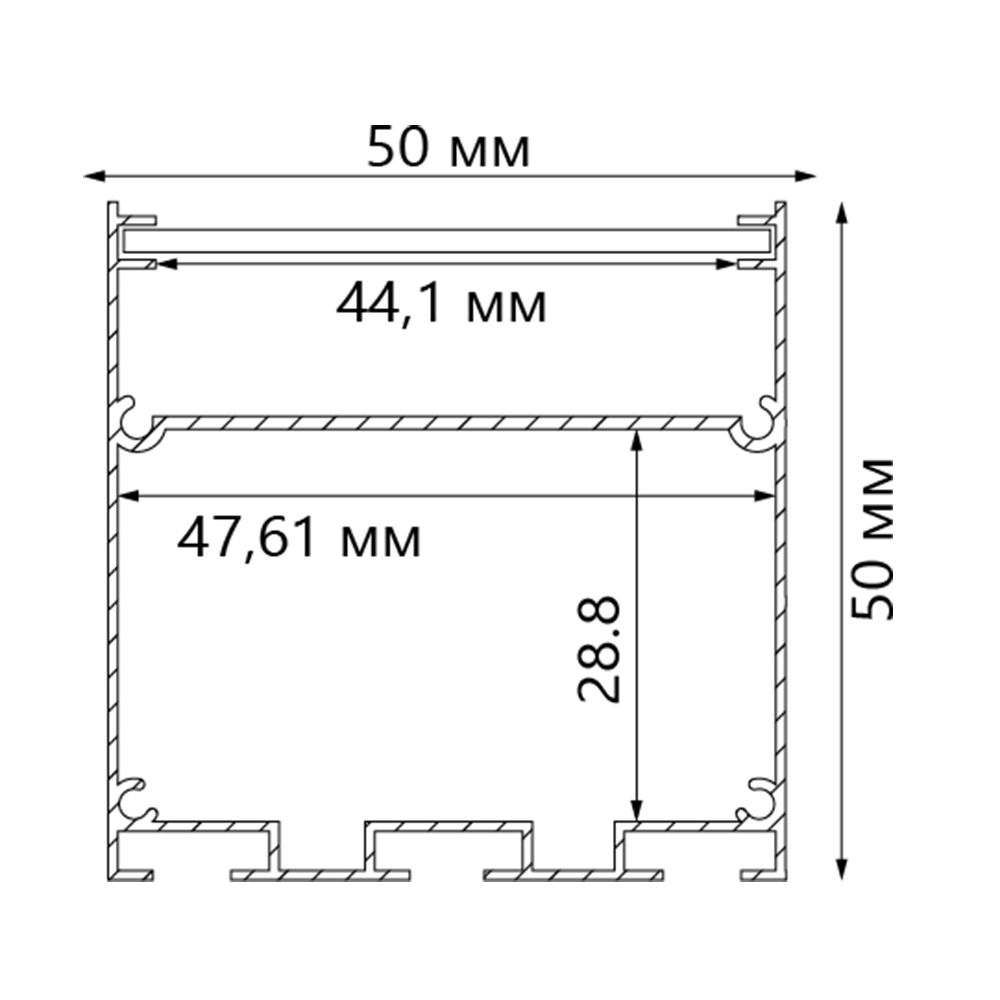 Купить Профиль  накладной 50х50мм алюминиевый, серебро, 2м, CAB269 по цене производителя в официальном интернет-магазине shop.feron.ru