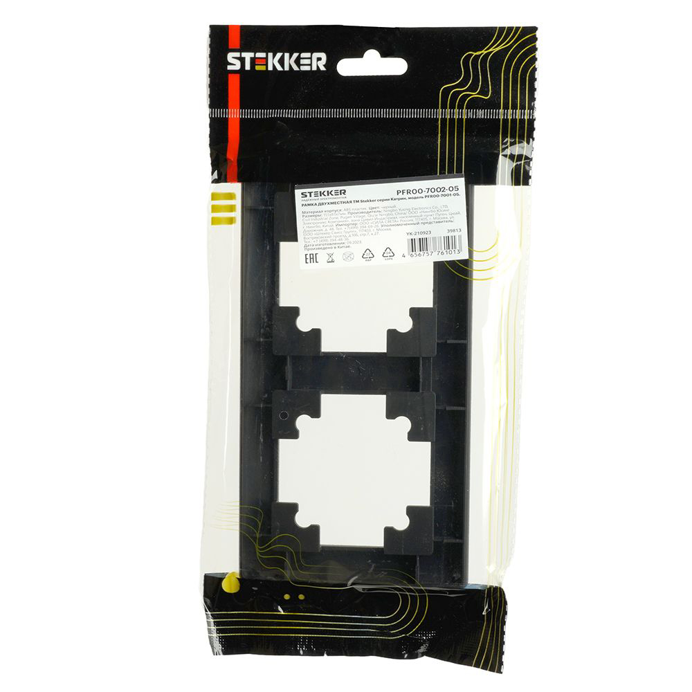 Рамка STEKKER, PFR00-7002-05 2-местная, пластик, серия Катрин, черный от компании Stekker