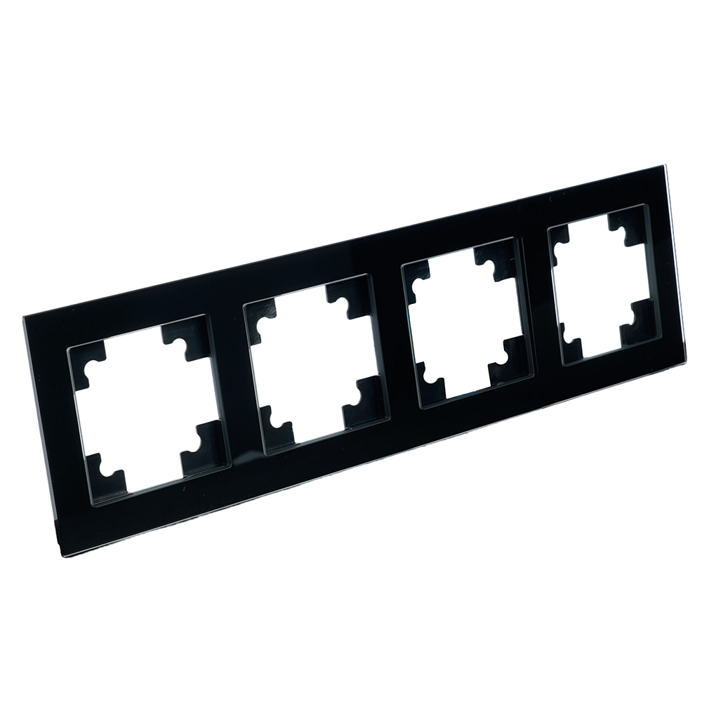 Рамка 4-местная, стекло, STEKKER GFR00-7004-05, серия Катрин, черный от компании Stekker