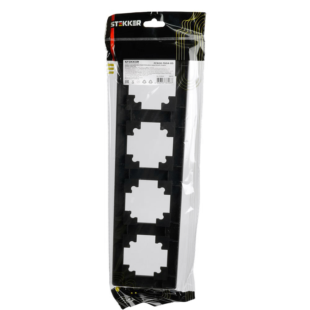 Рамка STEKKER, PFR00-7004-05 4-местная, пластик, серия Катрин, черный от компании Stekker