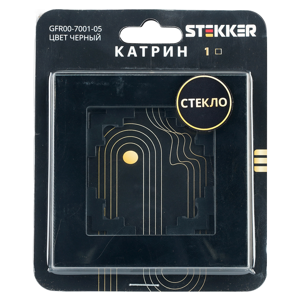 Рамка 1-местная, стекло, STEKKER GFR00-7001-05, серия Катрин, черный от компании Stekker