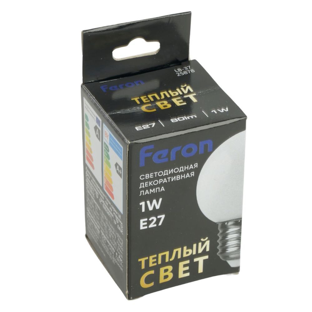 Лампа светодиодная Feron LB-37 Шарик матовый E27 1W 230V 2700K от компании Ферон