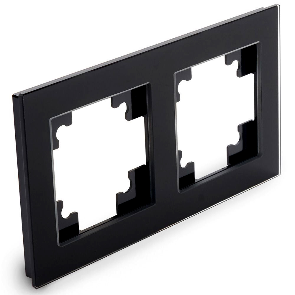 Рамка 2-местная, стекло, STEKKER GFR00-7002-05, серия Катрин, черный от компании Stekker