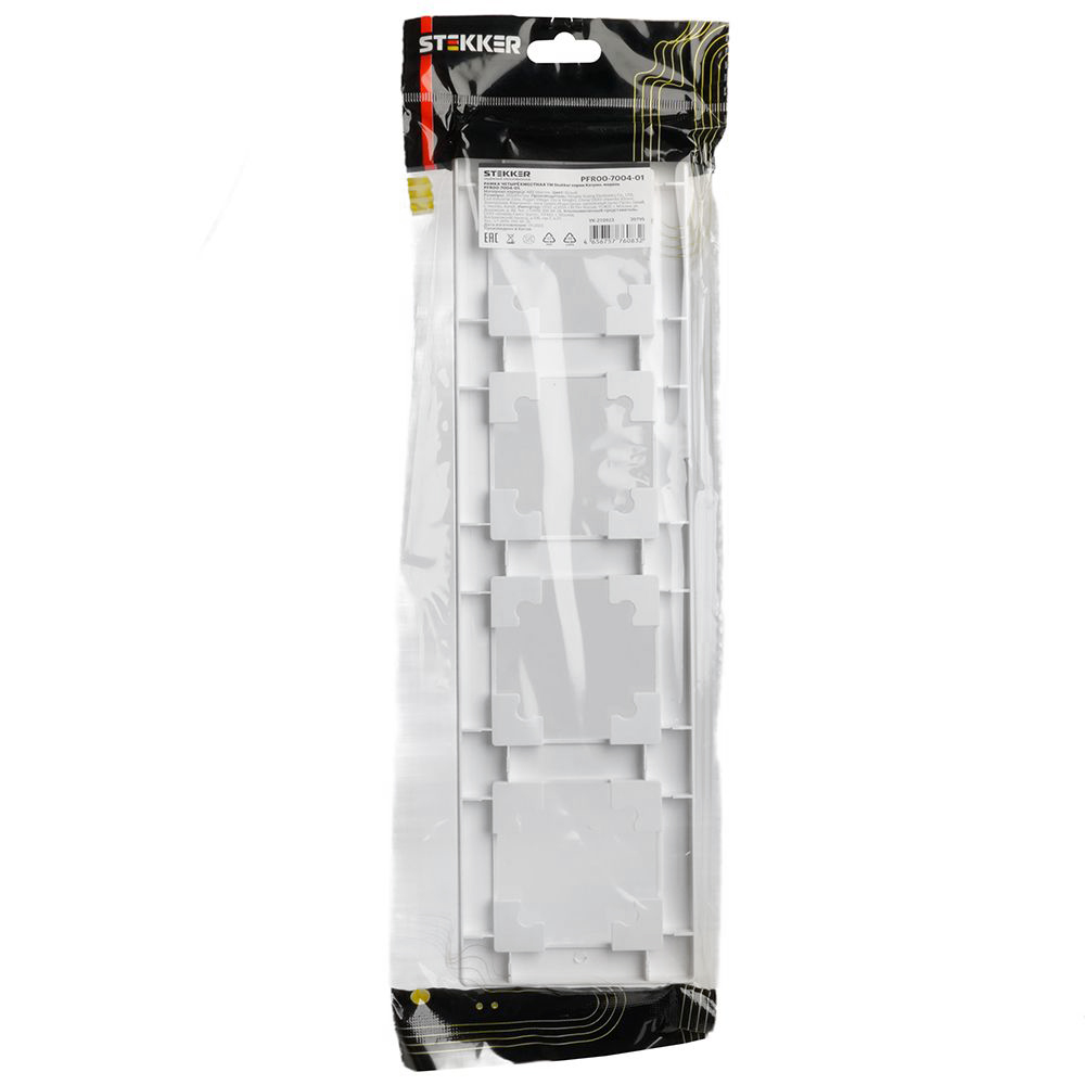 Рамка STEKKER, PFR00-7004-01 4-местная, пластик, серия Катрин, белый от компании Stekker