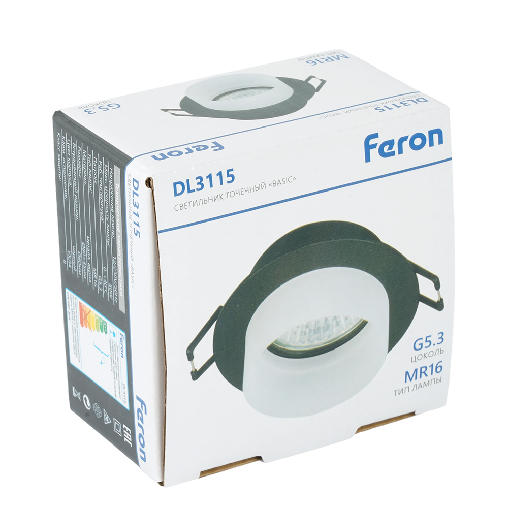 Светильник встраиваемый Feron DL3115 потолочный MR16 G5.3 черный от компании Ферон за 