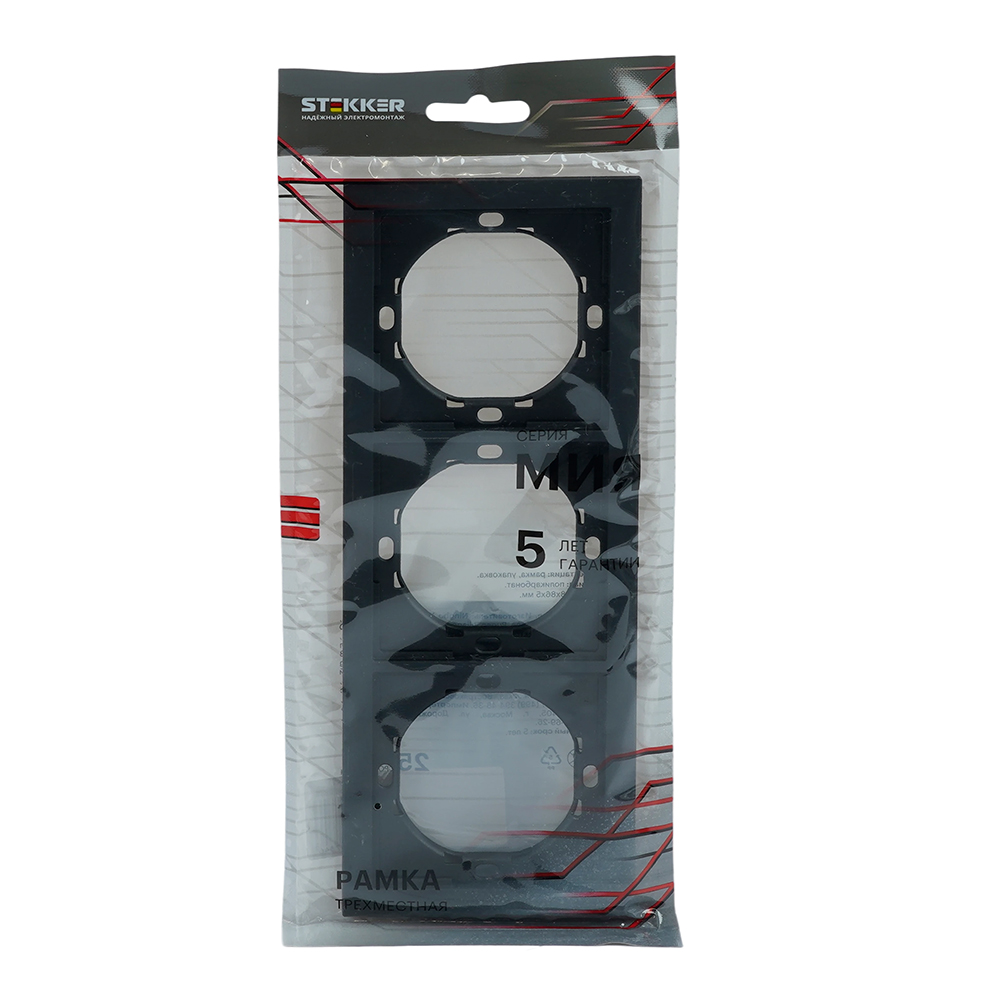 Рамка 3-местная, STEKKER, серия Мия, PFR00-3003-05, черный бархат от компании Stekker