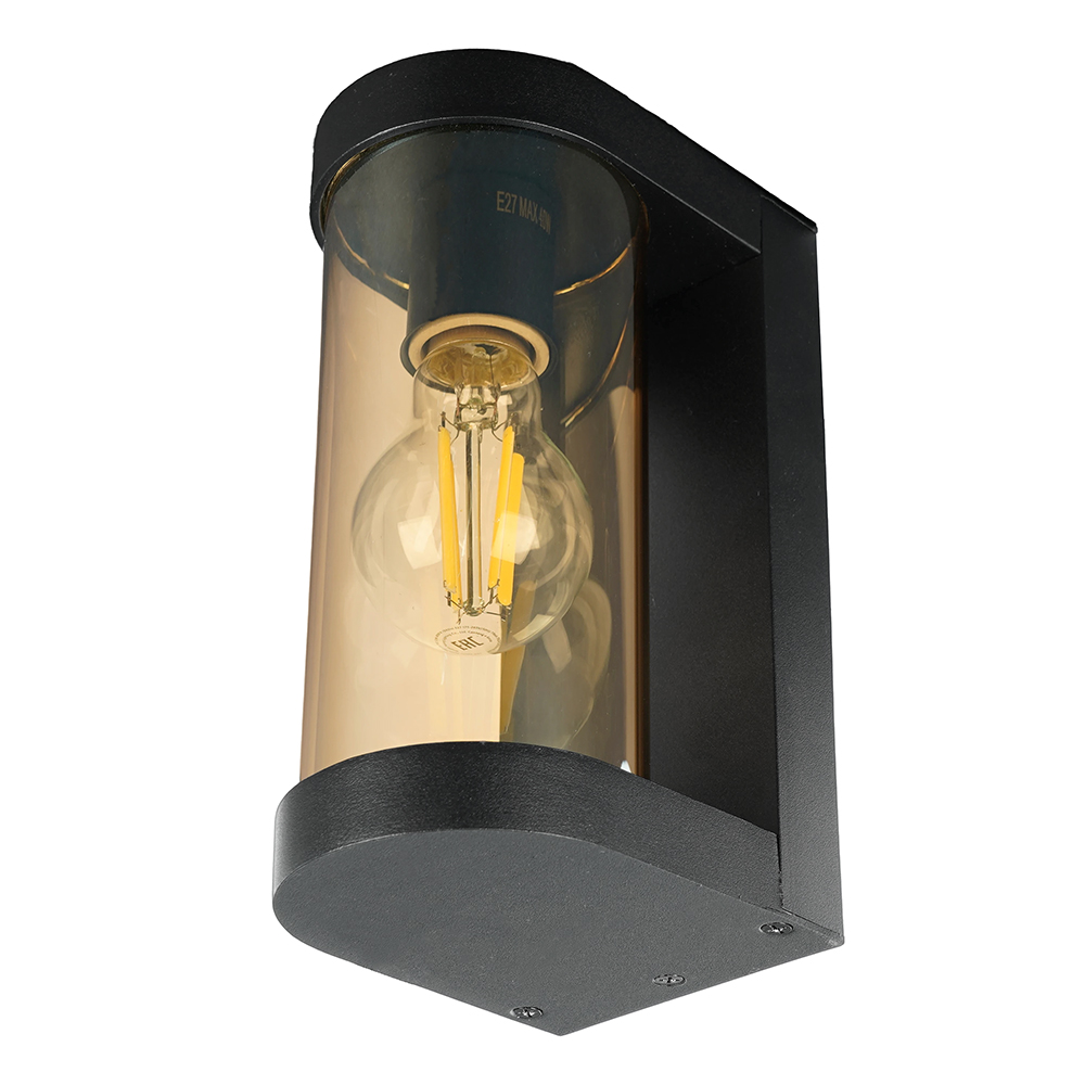 Светильник садово-парковый Feron DH1901, на стену, E27 230V, черный/янтарный от компании Ферон по цене 