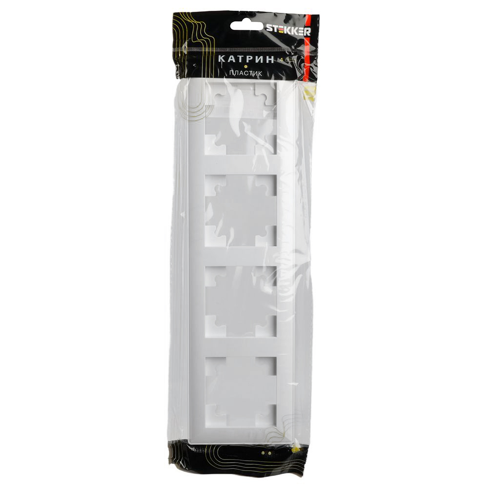 Рамка STEKKER, PFR00-7004-01 4-местная, пластик, серия Катрин, белый от компании Stekker