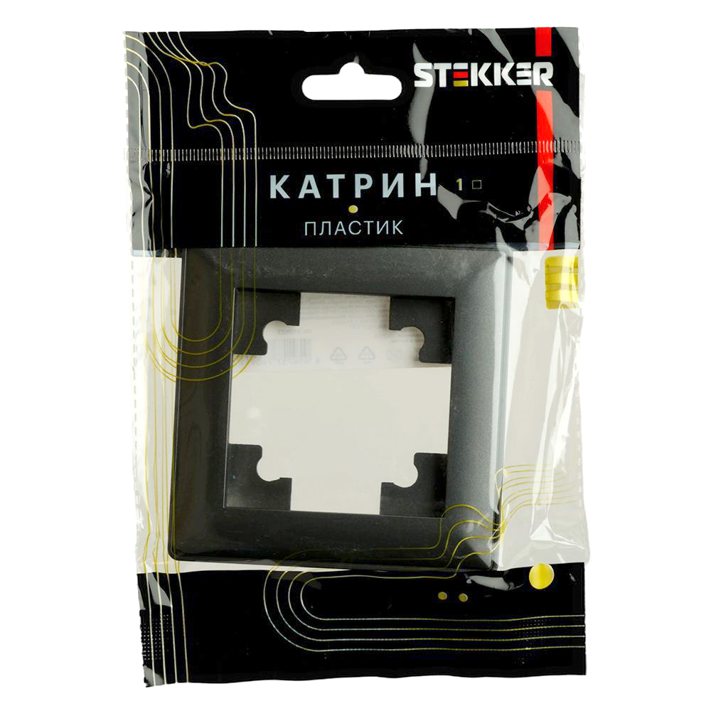 Рамка STEKKER, PFR00-7001-05 1-местная, пластик, серия Катрин, черный от компании Stekker