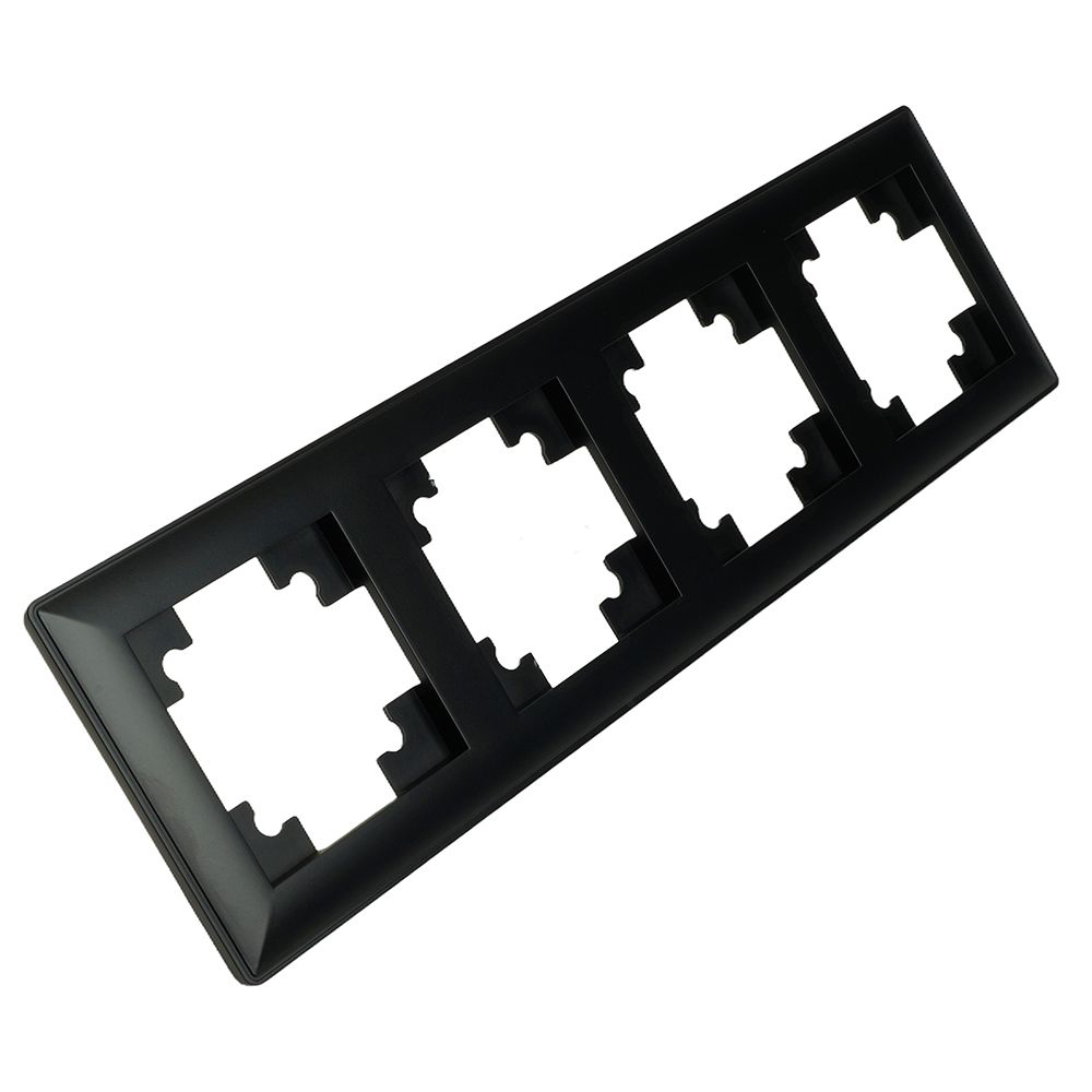 Рамка STEKKER, PFR00-7004-05 4-местная, пластик, серия Катрин, черный от компании Stekker