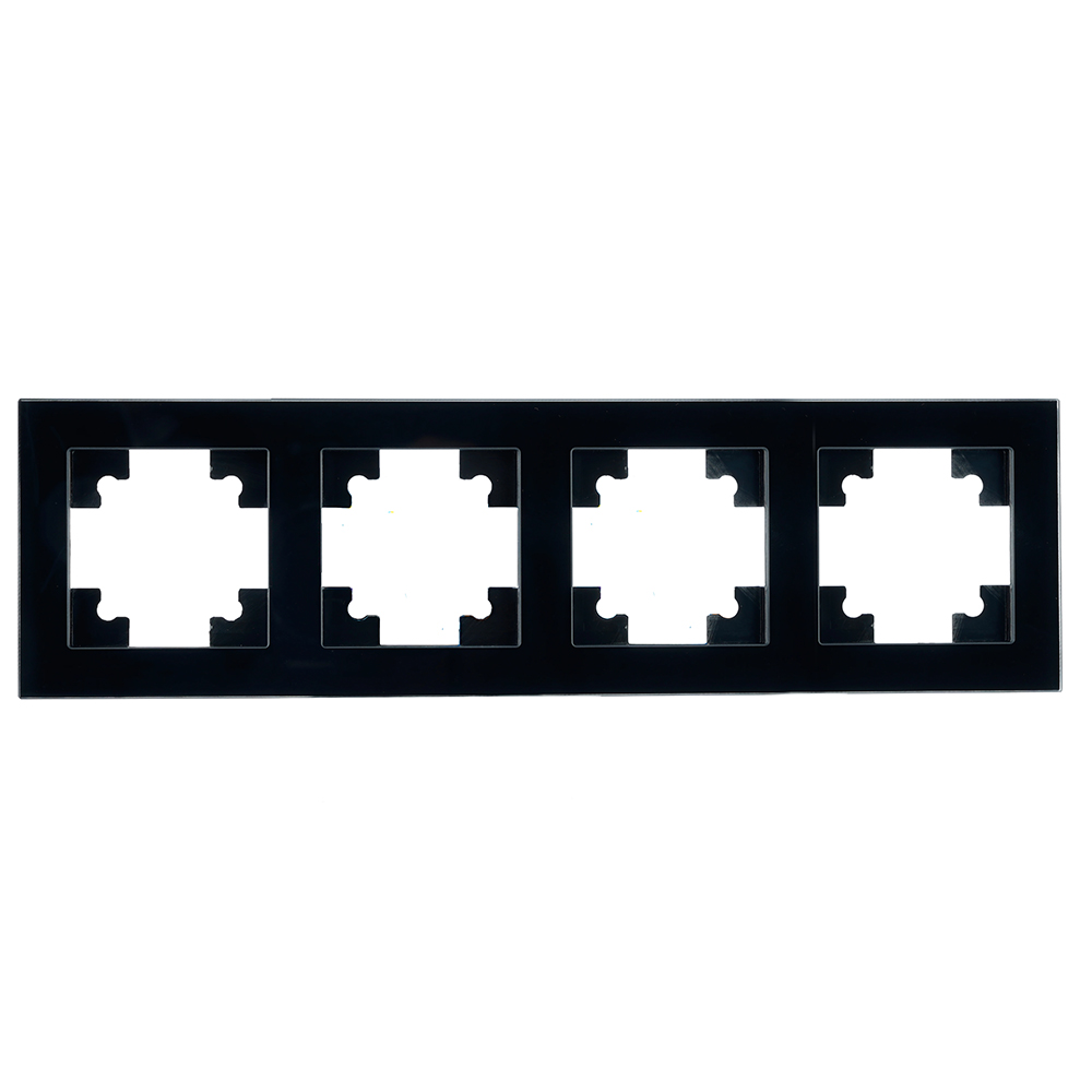 Рамка 4-местная, стекло, STEKKER GFR00-7004-05, серия Катрин, черный от компании Stekker