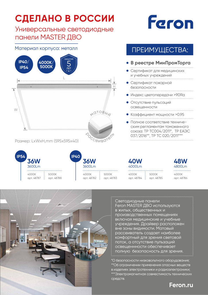 Новинка! Универсальные светодиодные панели MASTER ДВО Feron