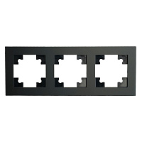 Рамка 3-местная, стекло, STEKKER GFR00-7003-05М, серия Катрин, черный матовый 49602