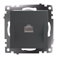 Розетка компьютерная 1-местная RJ-45 (механизм), серия Катрин, графит, GLS00-7107-06 49418 Розетка компьютерная 1-местная RJ-45 (механизм), серия Катрин, графит, GLS00-7107-06 49418
