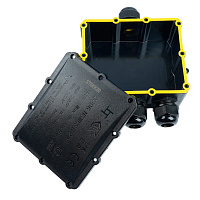 Распределительная коробка STEKKER LD553, количество вводов: 4, поликарбонат, нейлон, цвет черный, размер 163,1*151,6*59,4мм. 50555