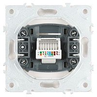 Розетка компьютерная 1-местная RJ-45 (механизм), STEKKER, серия Эмили, RST00-5117-01, белый фарфор, soft touch  49873
