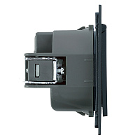 Розетка 1-местная с крышкой с защ. штор, STEKKER, с/з, 250В, 16А, серия Мия, RST16-3112-05, черный бархат 50455