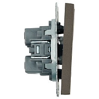 Переключатель 2-клавишный (механизм), STEKKER, 250В, 10А, серия Эмили, RSW10-5107-09, антрацит, soft touch 49921