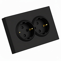 Розетка 2-местная с з/ш, с/з, СЗК, STEKKER, 250В, 16А, серия Эмили, RST16-5114-10ZK, платиново-серый, soft touch 50244