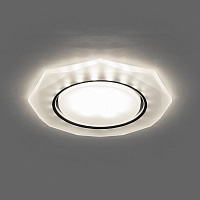 Светильник встраиваемый с белой LED подсветкой Feron CD5021 потолочный GX53 без лампы, белый матовый 32660 Светильник встраиваемый с белой LED подсветкой Feron CD5021 потолочный GX53 без лампы, белый матовый 32660