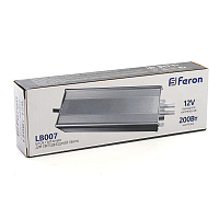 Трансформатор электронный для светодиодной ленты 200W 12V IP67 (драйвер), LB007 FERON Артикул 48061 Трансформатор электронный для светодиодной ленты 200W 12V IP67 (драйвер), LB007 FERON Артикул 48061