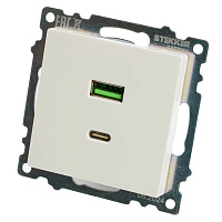 Розетка USB 2-местная + type C (механизм), STEKKER GLS10-7116-01, 250В, 3А, max 20W, серия Катрин, белый 50051 Розетка USB 2-местная + type C (механизм), STEKKER GLS10-7116-01, 250В, 3А, max 20W, серия Катрин, белый 50051