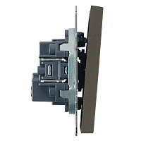 Выключатель 2-клавишный самовозвратный (механизм), STEKKER. 250В, 10А, серия Эмили, RSW10-5113-09, антрацит, soft touch 50367