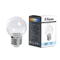Лампа светодиодная Feron LB-37 Шарик E27 1W 6400K прозрачный 38120 Лампа светодиодная Feron LB-37 Шарик E27 1W 6400K прозрачный 38120