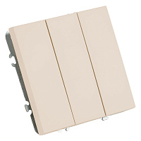 Выключатель 3-клавишный (механизм), STEKKER, 250В, 10А, серия Эмили, RSW10-5108-08, кашемир, soft touch 49896