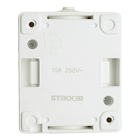 Переключатель 1-клавишный STEKKER, PSW10-112-54, 1-полюсный на 2 направления открытой установки, 250В, 10А, IP54, серый/графит 32756
