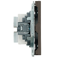 Розетка компьютерная 2-местная RJ-45 (механизм), STEKKER, серия Эмили, RST00-5111-09, антрацит, soft touch 49926