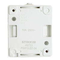 Выключатель 2-клавишный, STEKKER, PSW10-221-54, открытой установки, 250В, 10А, IP54, белый/серый 49733