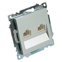 Розетка компьютерная 2-местная RJ-45 (механизм) STEKKER GLS00-7109-03 , серия Катрин, серебро 50005 Розетка компьютерная 2-местная RJ-45 (механизм) STEKKER GLS00-7109-03 , серия Катрин, серебро 50005