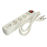 Удлинитель 4-местный с/з с выключ. STEKKER HM071-41-05 3x1мм2, 5м, 250В, 16А, 1USB+2C, 2.4A, сер Home, белый 50141 Удлинитель 4-местный с/з с выключ. STEKKER HM071-41-05 3x1мм2, 5м, 250В, 16А, 1USB+2C, 2.4A, сер Home, белый 50141