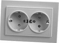 Розетка 2-местная с/з STEKKER, PST16-9014-01, 250В, 16А с защитной шторкой, серия Эрна, белый 39054 Розетка 2-местная с/з STEKKER, PST16-9014-01, 250В, 16А с защитной шторкой, серия Эрна, белый 39054