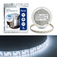 Cветодиодная LED лента Feron LS615, 240SMD(2835)/м 19.2Вт/м  5м IP65 12V 6500К Артикул 27733 Cветодиодная LED лента Feron LS615, 240SMD(2835)/м 19.2Вт/м  5м IP65 12V 6500К Артикул 27733