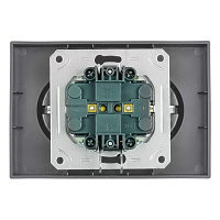 Розетка 2-местная с защитной шторкой, STEKKER, б/з, 250В, 16А, серия Эмили, RST16-5116-10 , платиново-серый, soft touch 49955