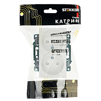 Розетка 2-местная б/з (механизм), STEKKER GLS10-7113-01, 250V, 10А с защитной шторкой, серия Катрин, белый 39573 Розетка 2-местная б/з (механизм), STEKKER GLS10-7113-01, 250V, 10А с защитной шторкой, серия Катрин, белый 39573