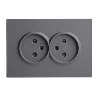 Розетка 2-местная с защитной шторкой, STEKKER, б/з, 250В, 16А, серия Эмили, RST16-5116-10 , платиново-серый, soft touch 49955