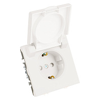 Розетка 1-местная с крышкой с защ. штор, STEKKER, с/з, IP42, 250В, 16А, серия Эмили, RST16-5112-01, белый фарфор, soft touch  49881