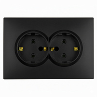 Розетка 2-местная с защитной шторкой STEKKER, с/з, 250В, 16А, серия Эмили, RST16-5114-05, черный уголь, soft touch 49856