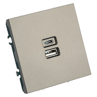Розетка 2-местная USB + Type C (механизм), STEKKER, 250В, 20W, серия Эмили, RST10-5115-09, антрацит, soft touch 49931 Розетка 2-местная USB + Type C (механизм), STEKKER, 250В, 20W, серия Эмили, RST10-5115-09, антрацит, soft touch 49931