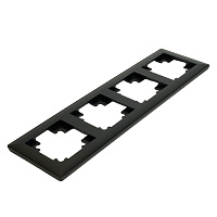 Рамка STEKKER, PFR00-7004-05 4-местная, пластик, серия Катрин, черный 39815 Рамка STEKKER, PFR00-7004-05 4-местная, пластик, серия Катрин, черный 39815