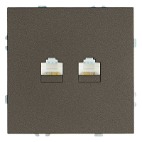 Розетка компьютерная 2-местная RJ-45 (механизм), STEKKER, серия Эмили, RST00-5111-09, антрацит, soft touch 49926