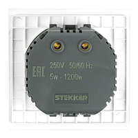 Выключатель диммирующий (механизм), STEKKER, 250В, 1200W, серия Мия, RSW10-3106-01, белая магнолия 50566