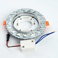 Светильник встраиваемый с белой LED подсветкой Feron CD4045 потолочный GX53 без лампы, прозрачный, хром 41408 Светильник встраиваемый с белой LED подсветкой Feron CD4045 потолочный GX53 без лампы, прозрачный, хром 41408